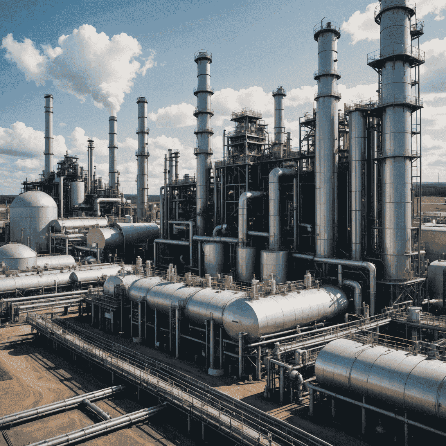 Canadian oil refinery with modern AI-driven control systems in the foreground, showcasing the integration of technology in traditional oil production